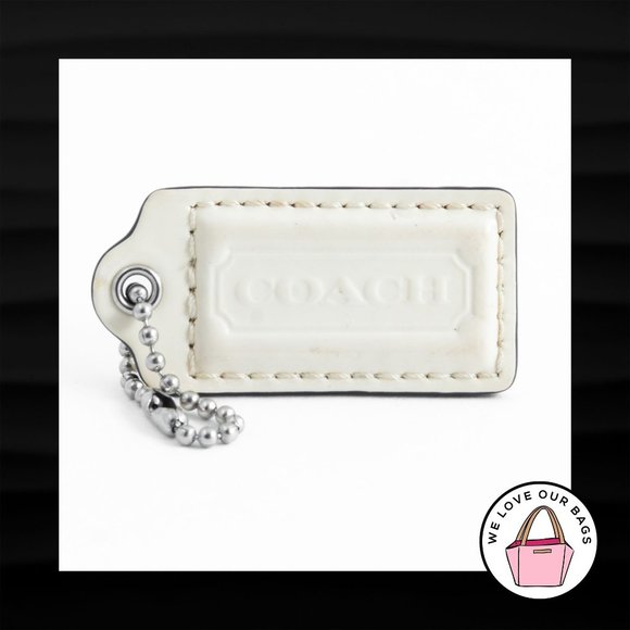 2" Medium COACH IVORY PATENT LEATHER KEY FOB BAG CHARM KEYCHAIN HANGTAG TAG - Picture 1 of 1